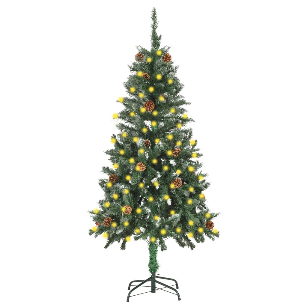 vidaXL Umělý vánoční stromek s LED diodami a se šiškami 150 cm