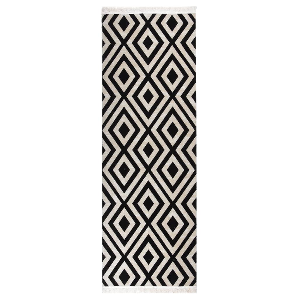 vidaXL Venkovní koberec hladce tkaný 80 x 250 cm černobéžový