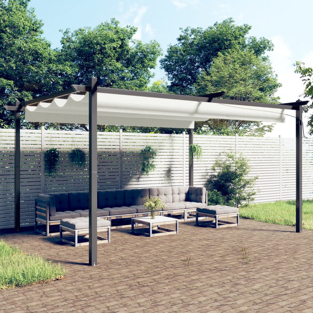 vidaXL Zahradní altán se zatahovací střechou 4 x 3 m krémový