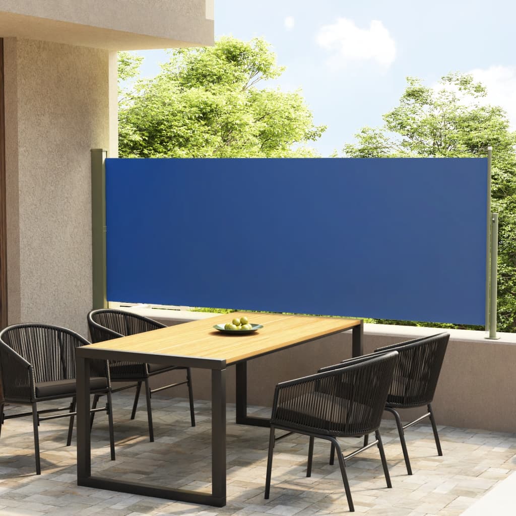 vidaXL Zatahovací boční markýza/zástěna na terasu 117 x 300 cm modrá