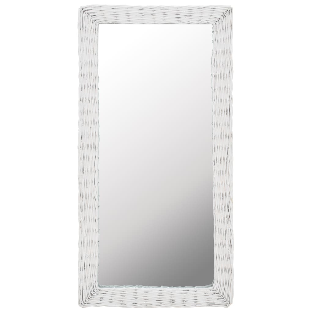 vidaXL Zrcadlo s proutěným rámem 50 x 100 cm bílé