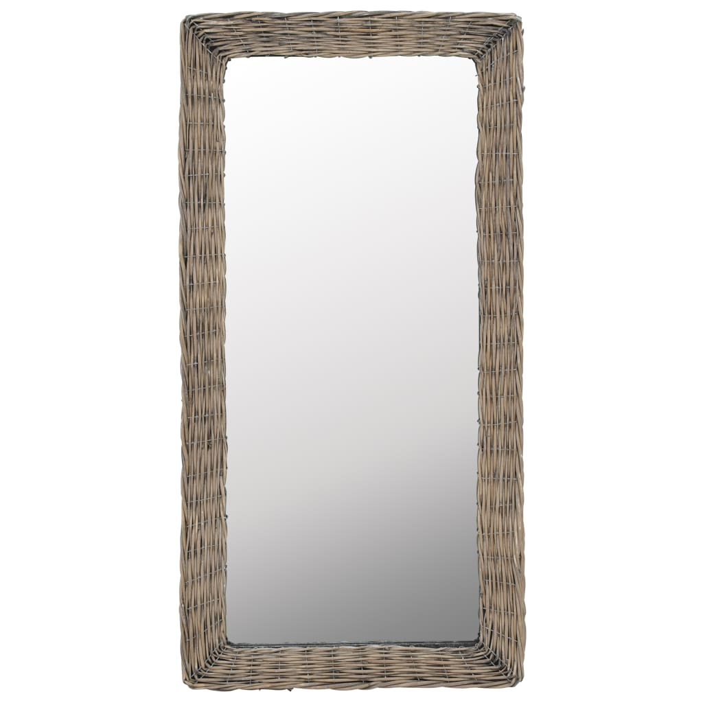 vidaXL Zrcadlo s proutěným rámem 50 x 100 cm hnědé