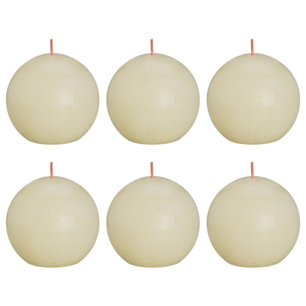 Bolsius Rustikální kulatá svíčka Shine 6 ks 76 x 190 mm měkká perlová