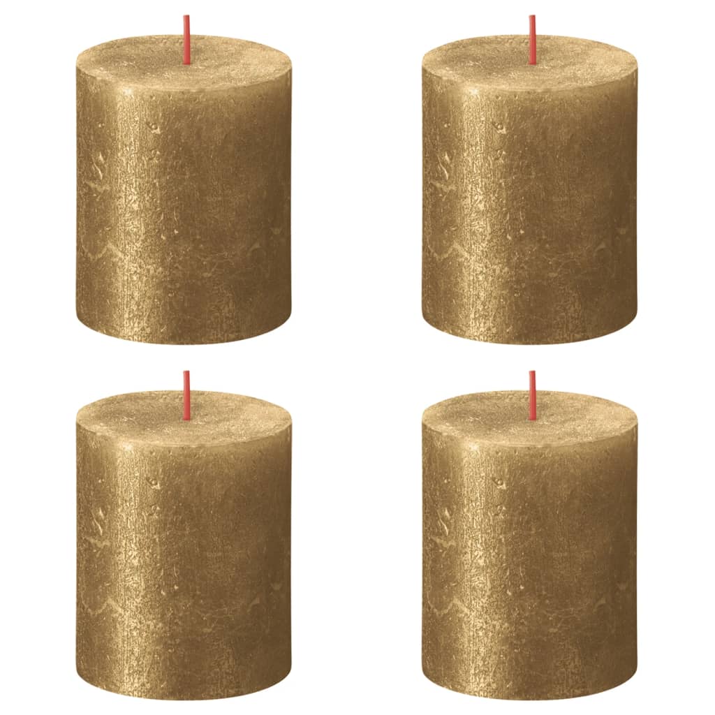 Bolsius Rustikální válcové svíčky Shimmer 4 ks 80 x 68 mm zlaté