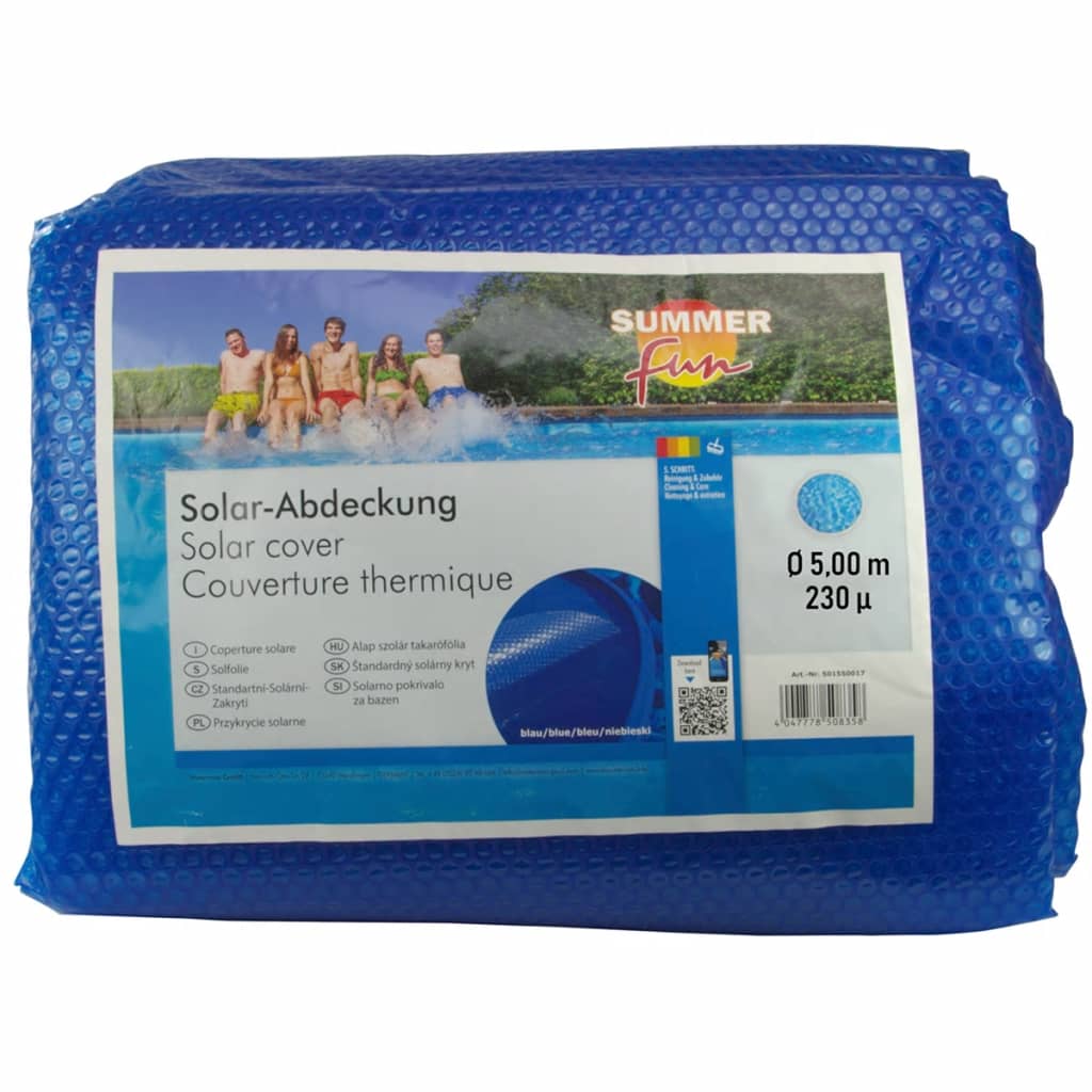 Summer Fun Letní solární plachta na bazén kulatá 500 cm PE modrá