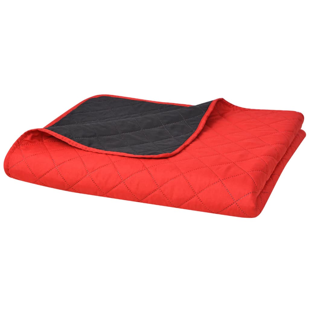 vidaXL 131553 Double-sided Quilted Bedspread Red and Black 220x240 cm
