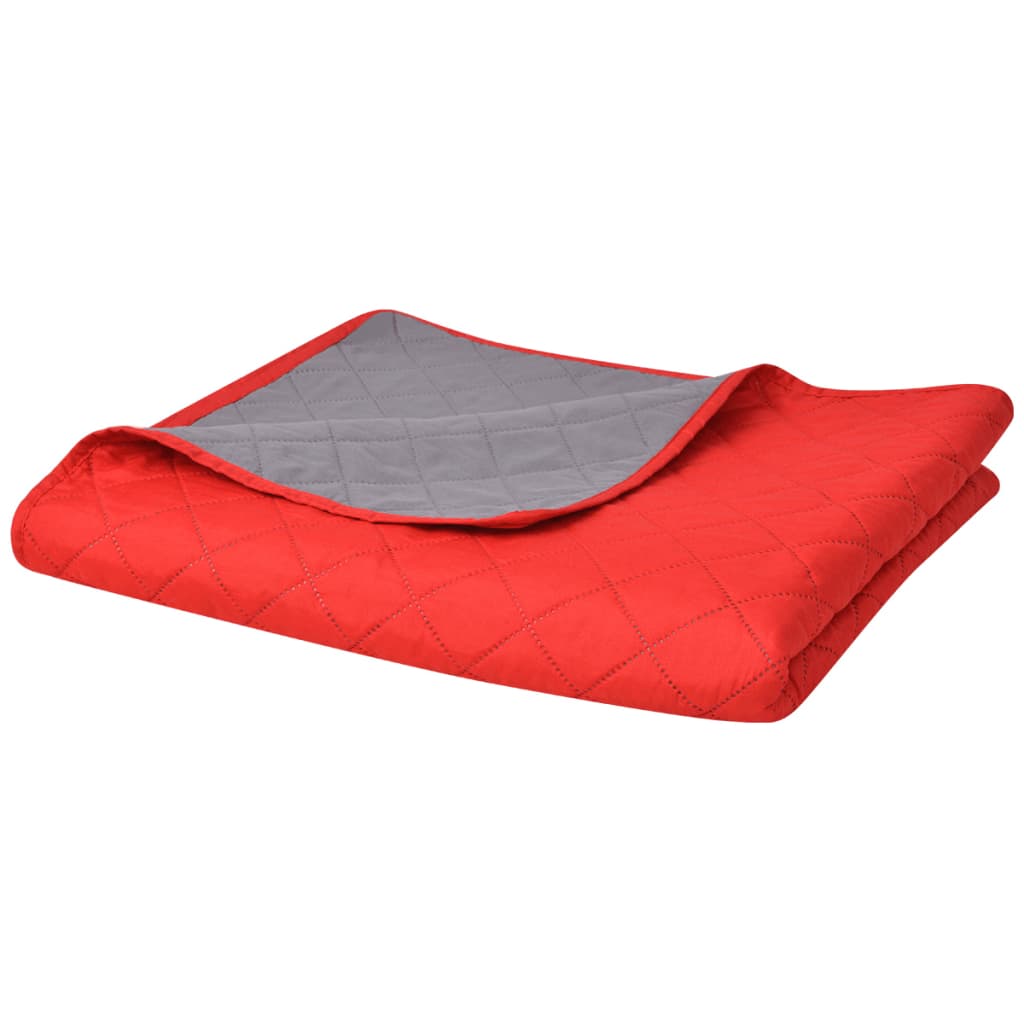 vidaXL 131555 Double-sided Quilted Bedspread Red and Grey 170x210 cm