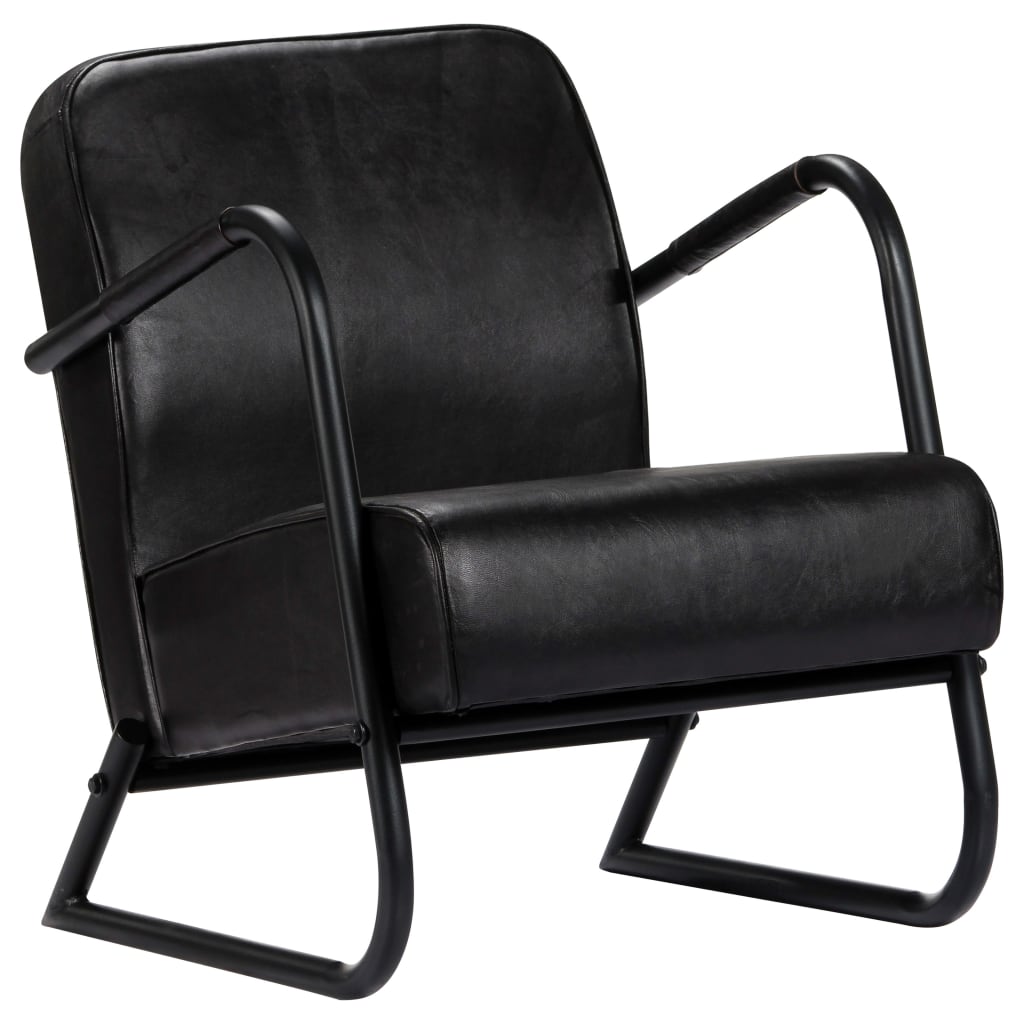 vidaXL 282902 Relax Armchair Black Real Leather