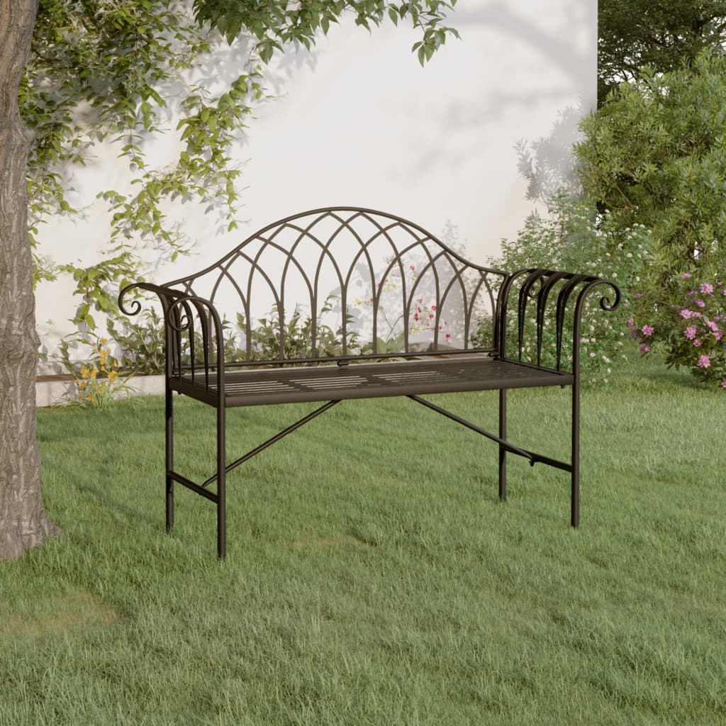 vidaXL 2místná zahradní lavice 128 cm černá ocel