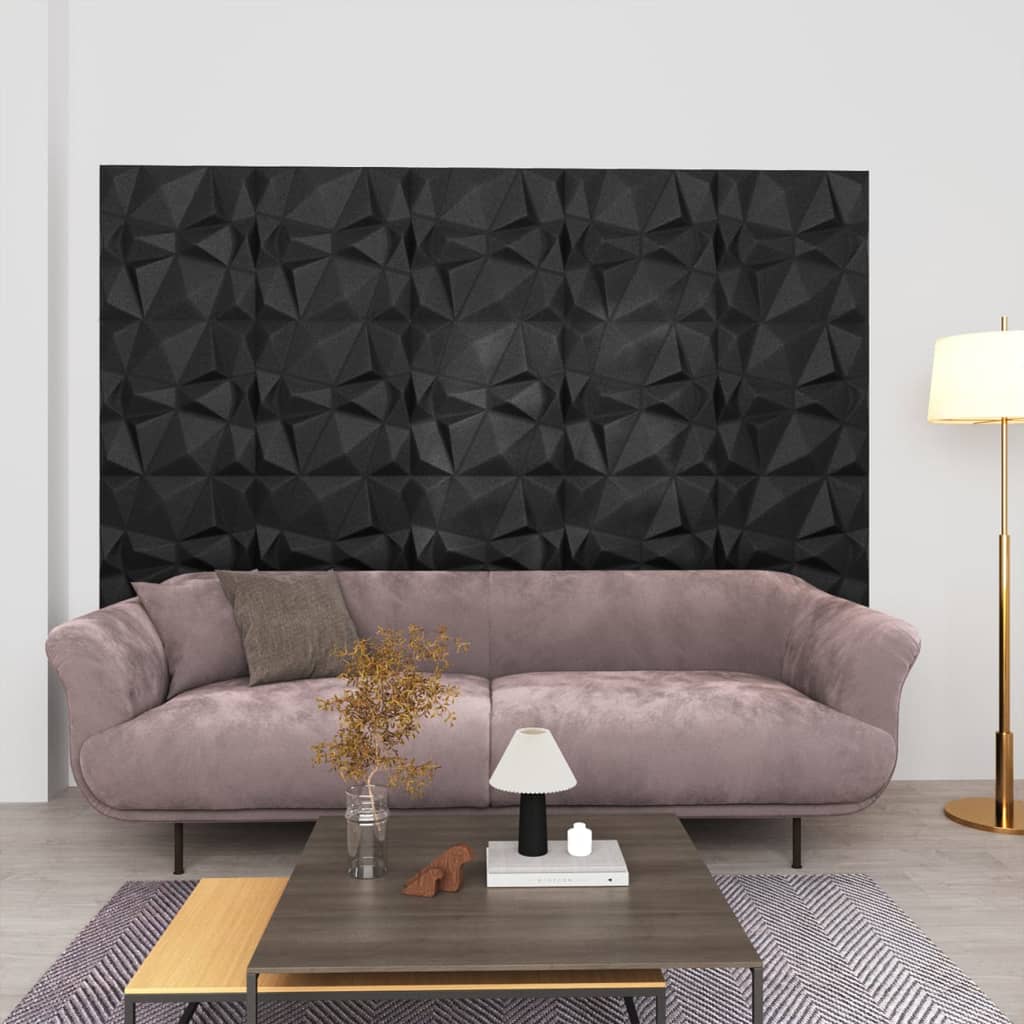 vidaXL 3D nástěnné panely 24 ks 50 x 50 cm diamant černé 6 m²