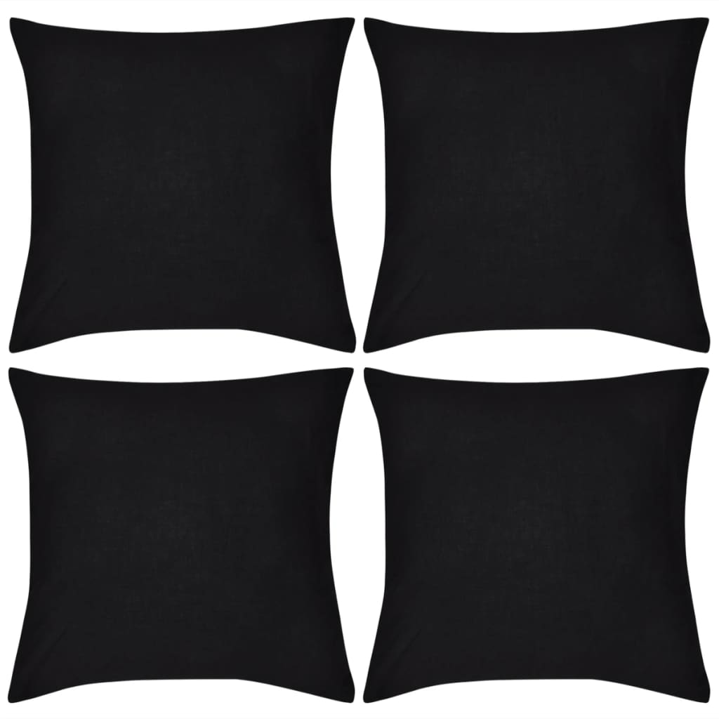 vidaXL 4 černé povlaky na polštářky bavlna 40 x 40 cm