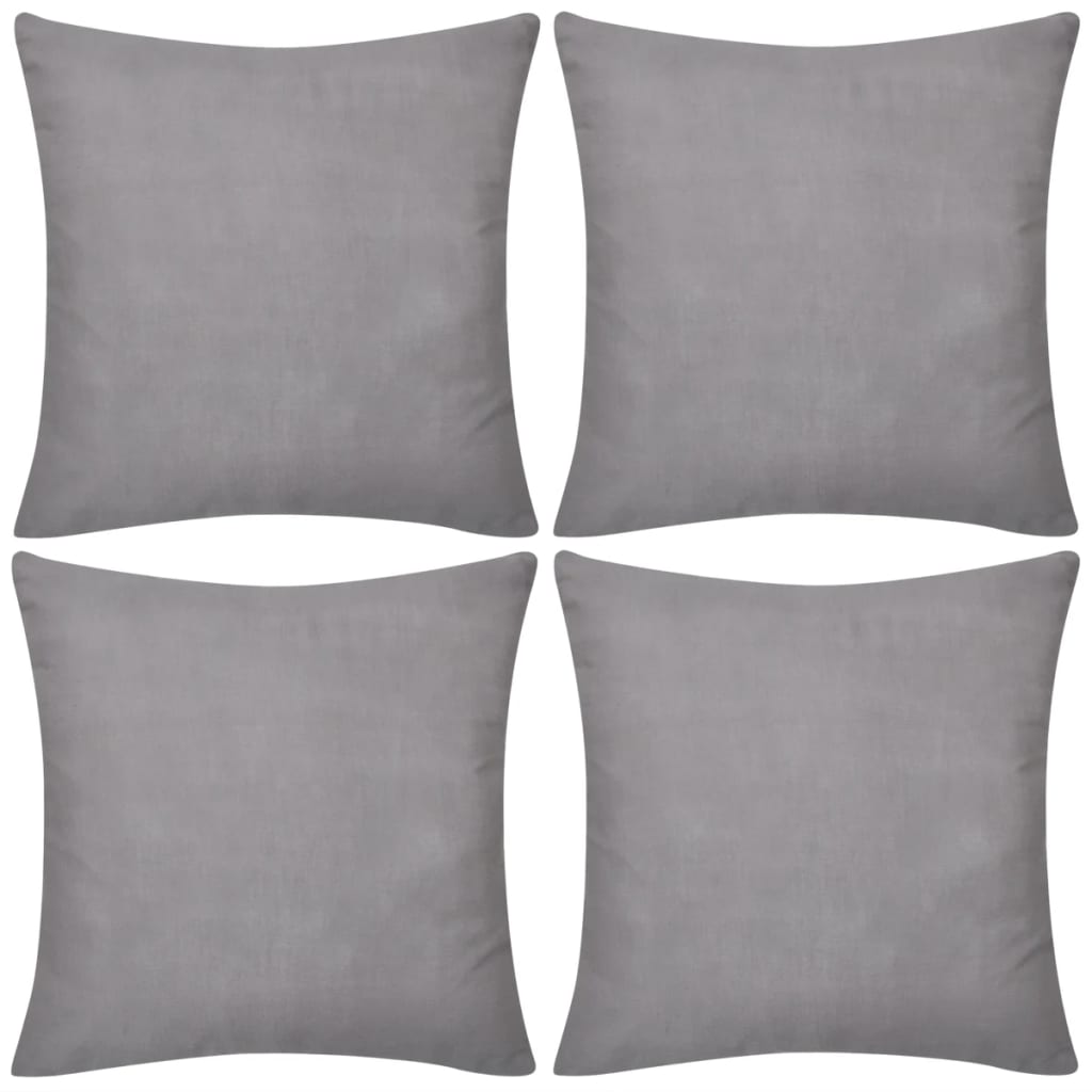 vidaXL 4 šedé povlaky na polštářky bavlna 80 x 80 cm