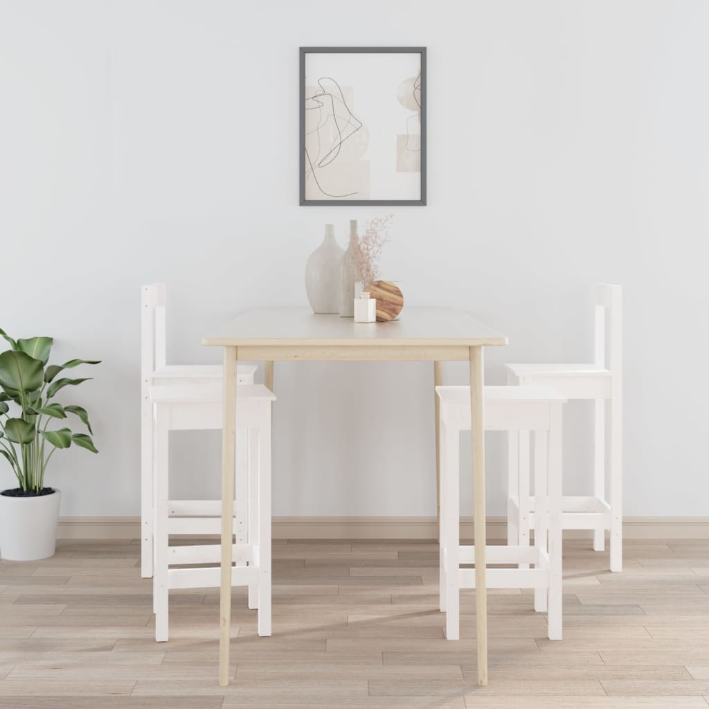 vidaXL 4dílná sada barových židlí bílá masivní borové dřevo