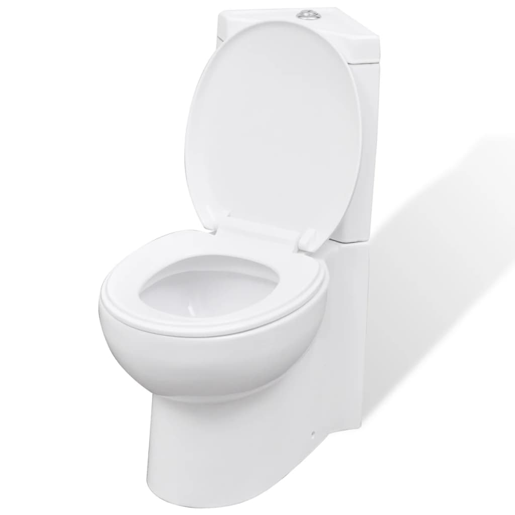 vidaXL Bílá keramická kulatá toaleta WC
