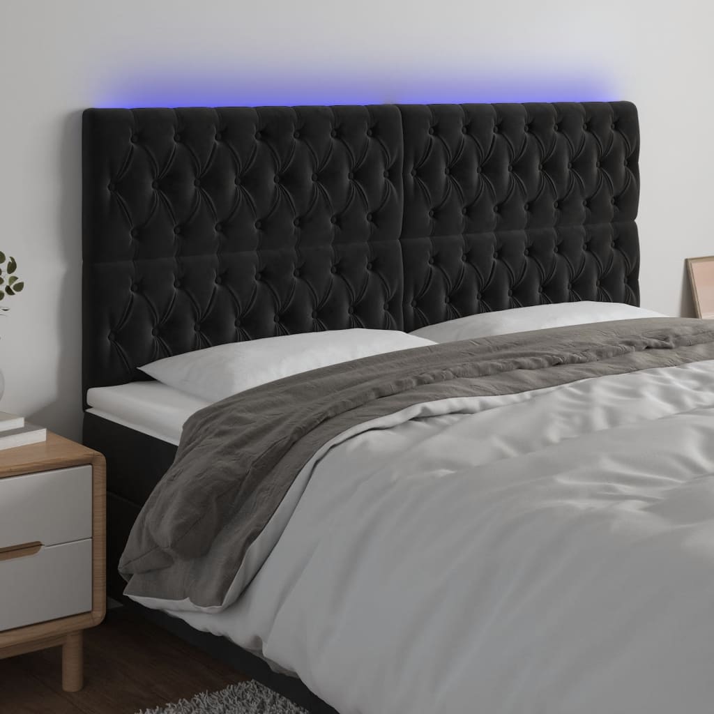 vidaXL Čelo postele s LED černé 180x7x118/128 cm samet