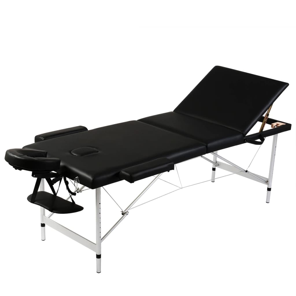 vidaXL Černý skládací masážní stůl se 3 zónami a hliníkový rám