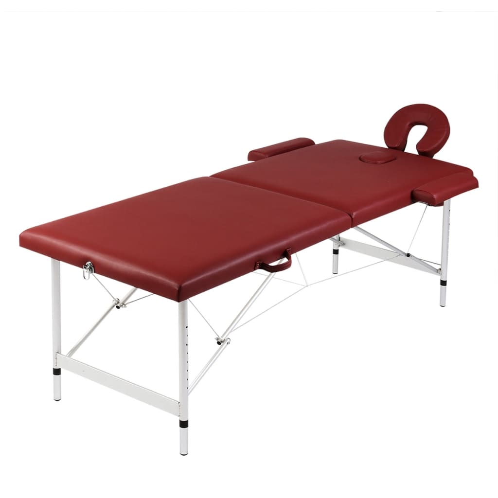 vidaXL Červený masážní stůl 2 zóny s hliníkovým rámem