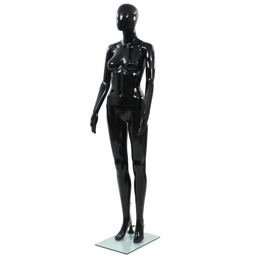 vidaXL Dámská figurína celá postava základna sklo lesklá černá 175 cm