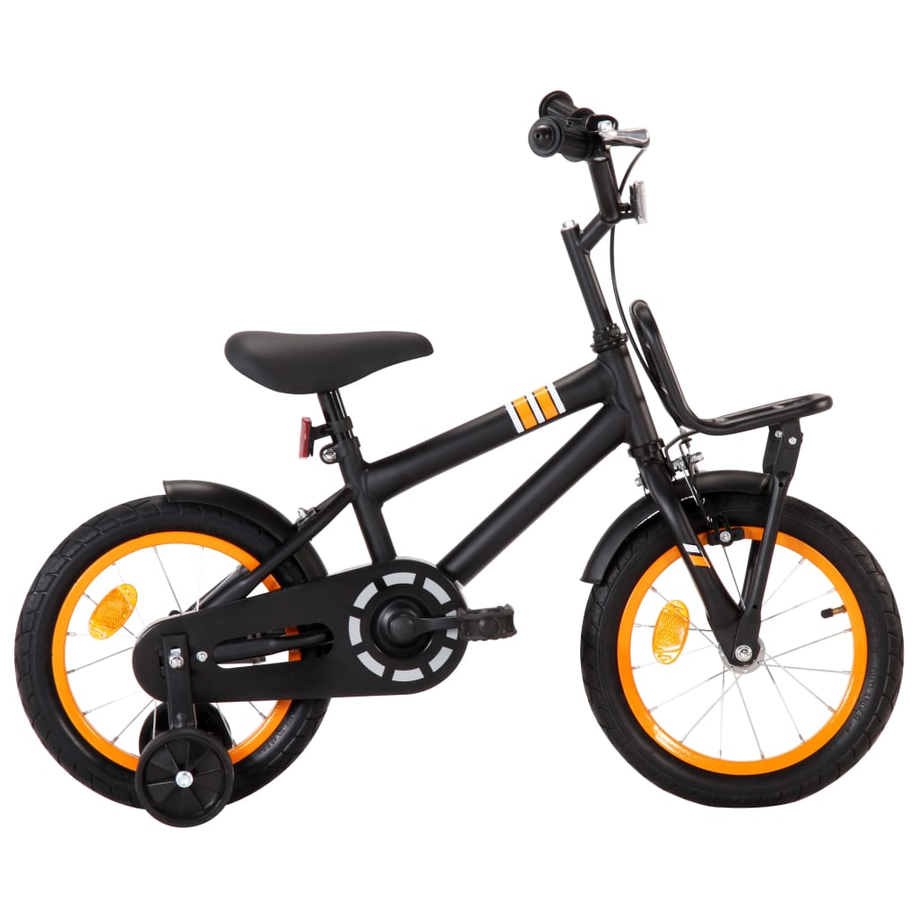 vidaXL Dětské kolo s předním nosičem 14'' černo-oranžové