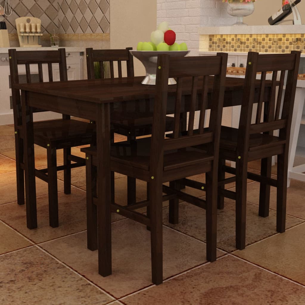 vidaXL Dřevěný stůl se 4 židlemi