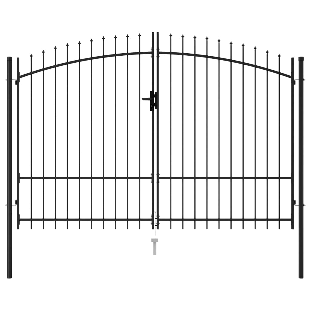 vidaXL Dvoukřídlá zahradní brána s hroty ocelová 3 x 1