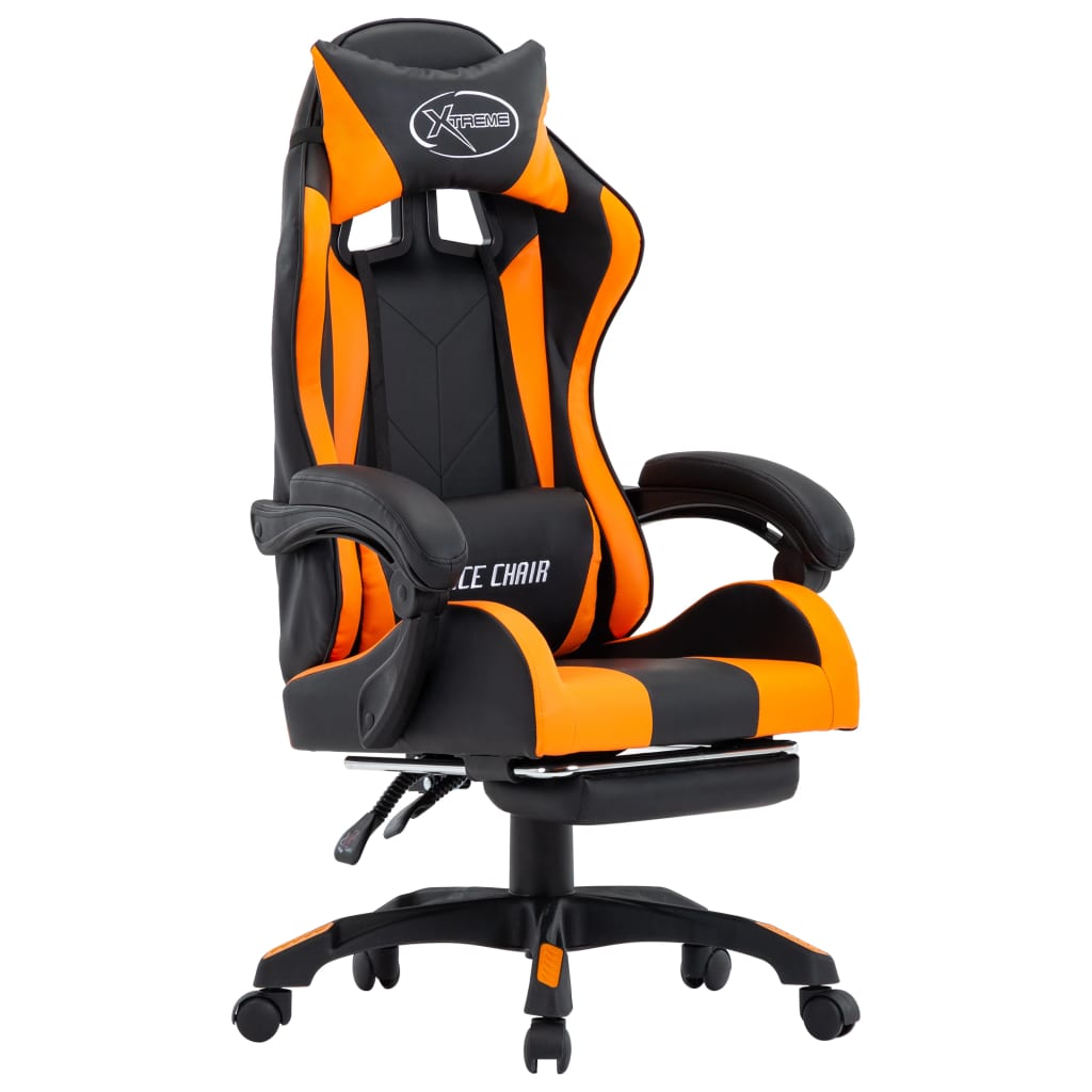 vidaXL Herní židle s podnožkou oranžová a černá umělá kůže