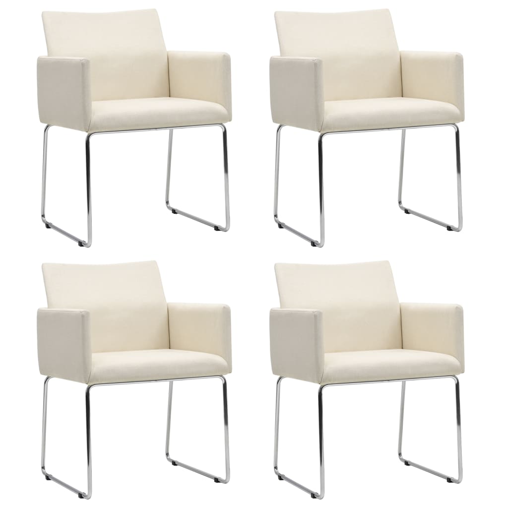 vidaXL Jídelní židle 4 ks bílé se vzhledem lnu textil
