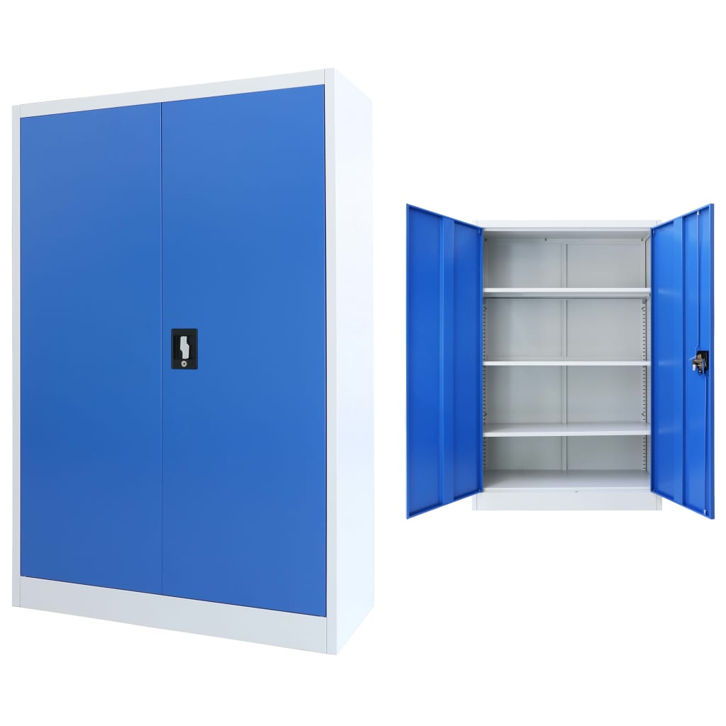 vidaXL Kancelářská skříň kovová 90 x 40 x 140 cm šedo-modrá