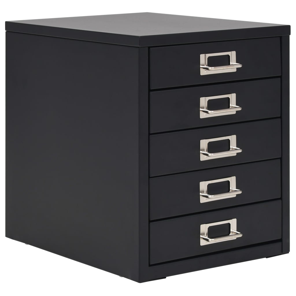 vidaXL Kancelářská skříň s 5 zásuvkami 28 x 35 x 35 cm kovová černá