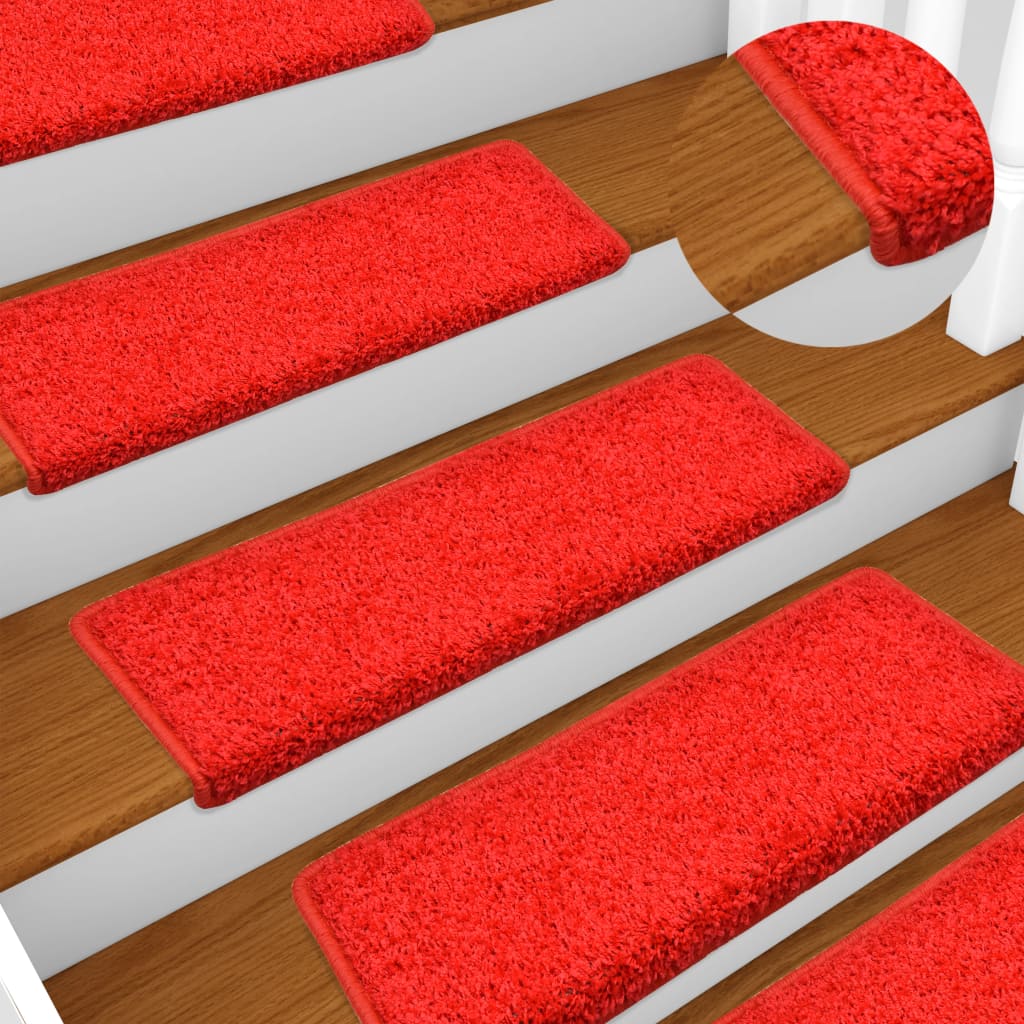 vidaXL Kobercové nášlapy na schody 15 ks 65 x 25 cm červené