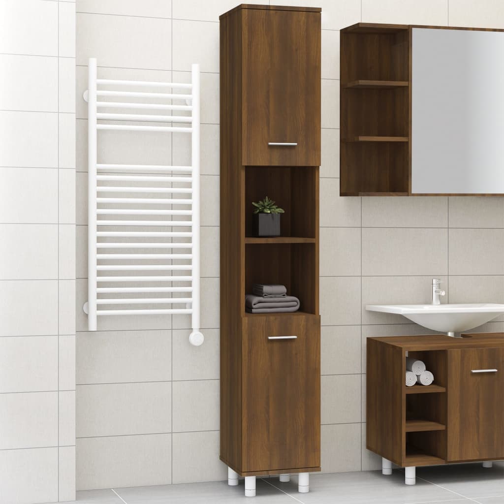 vidaXL Koupelnová skříňka hnědý dub 30 x 30 x 179 cm kompozitní dřevo