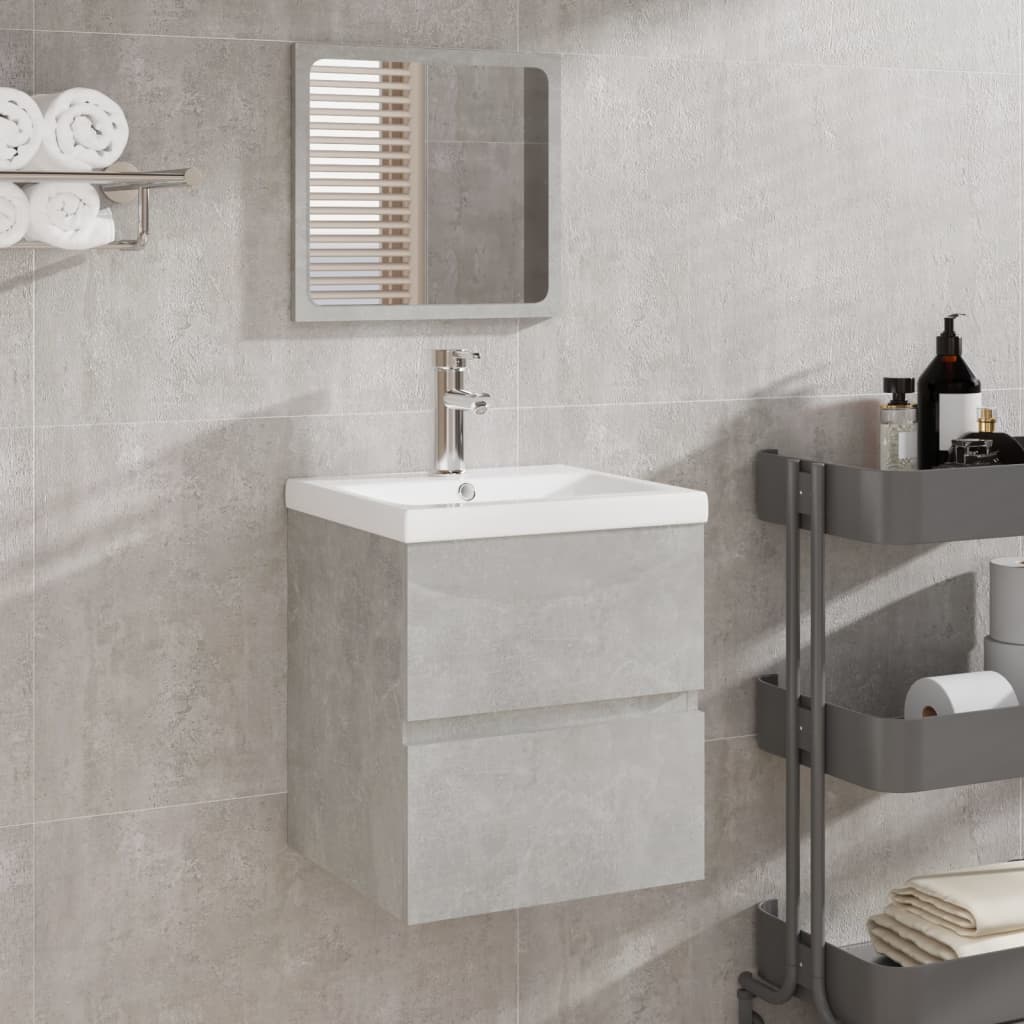 vidaXL Koupelnová skříňka s umyvadlem a zrcadlem betonově šedá