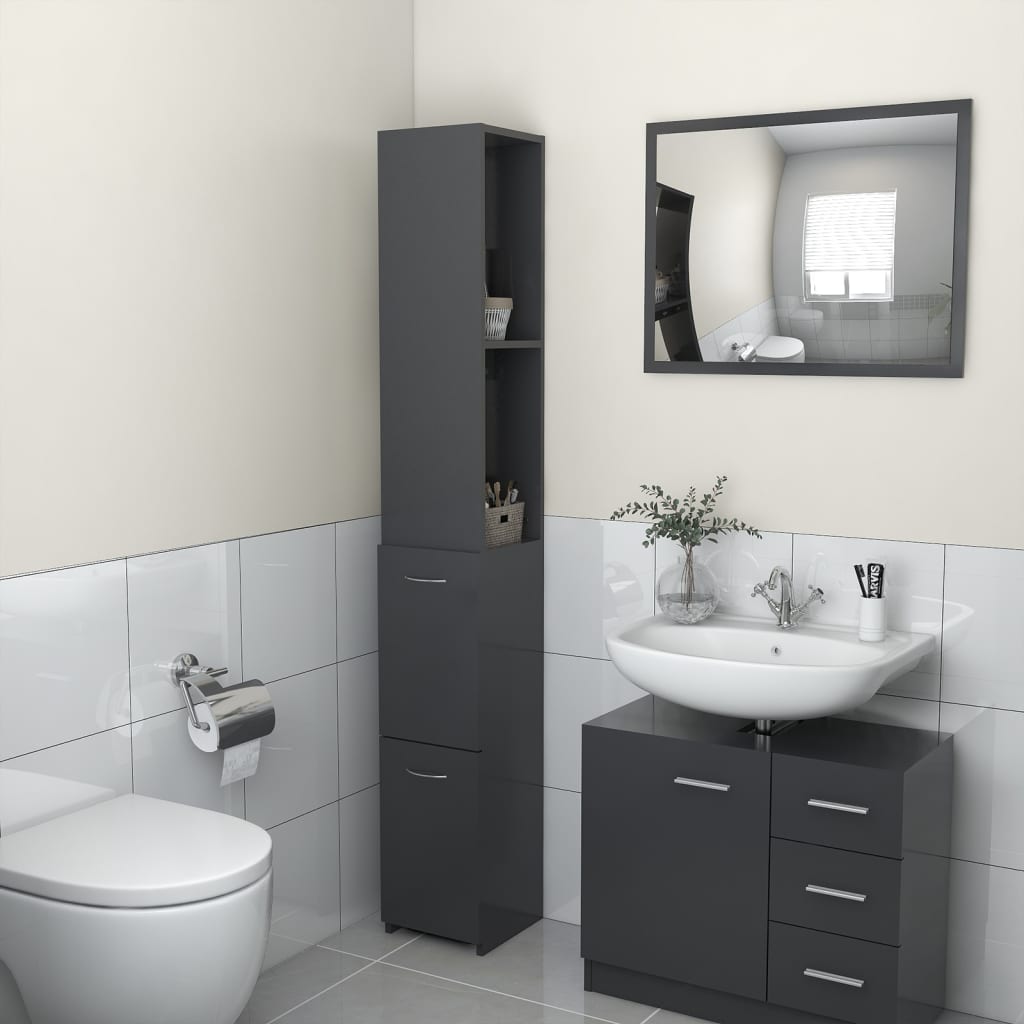 vidaXL Koupelnová skříňka šedá 25 x 25 x 170 cm dřevotříska
