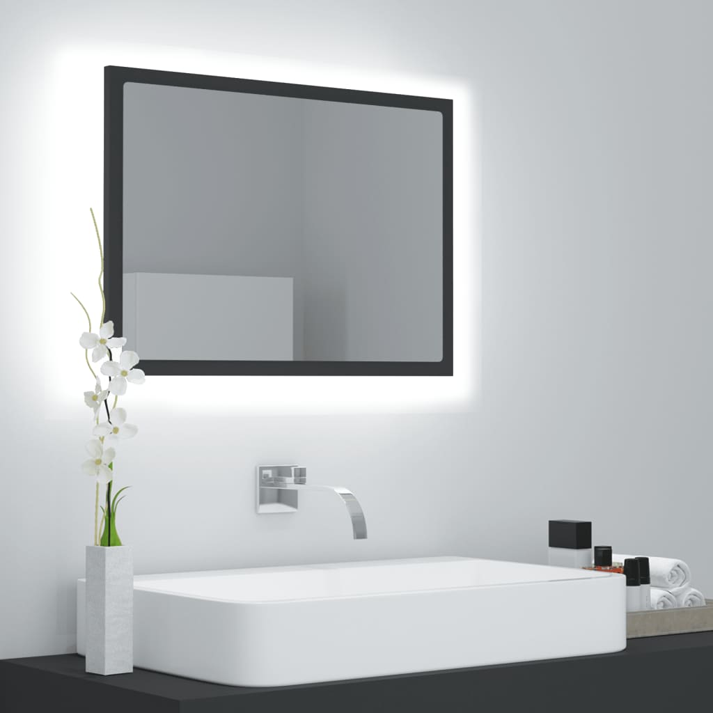 vidaXL Koupelnové zrcadlo LED šedé 60 x 8
