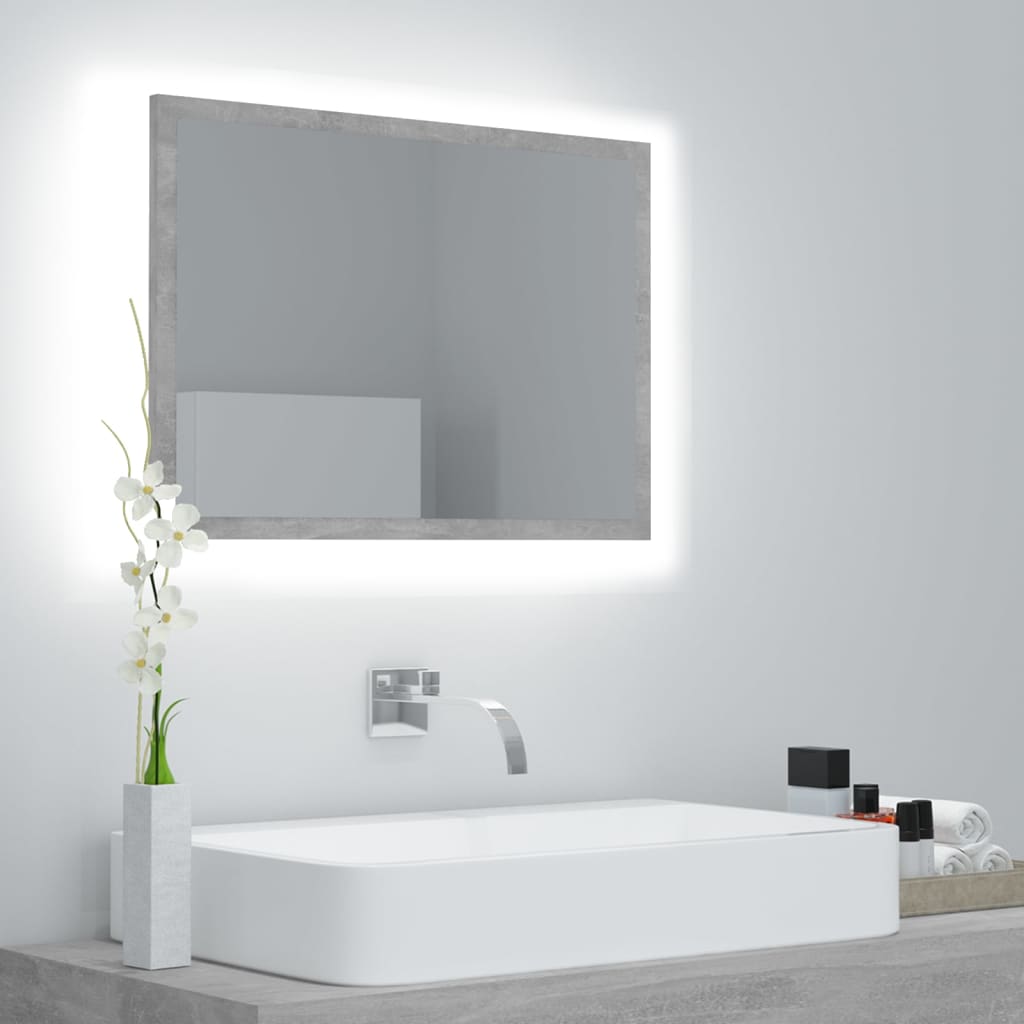 vidaXL LED koupelnové zrcadlo betonově šedé 60x8