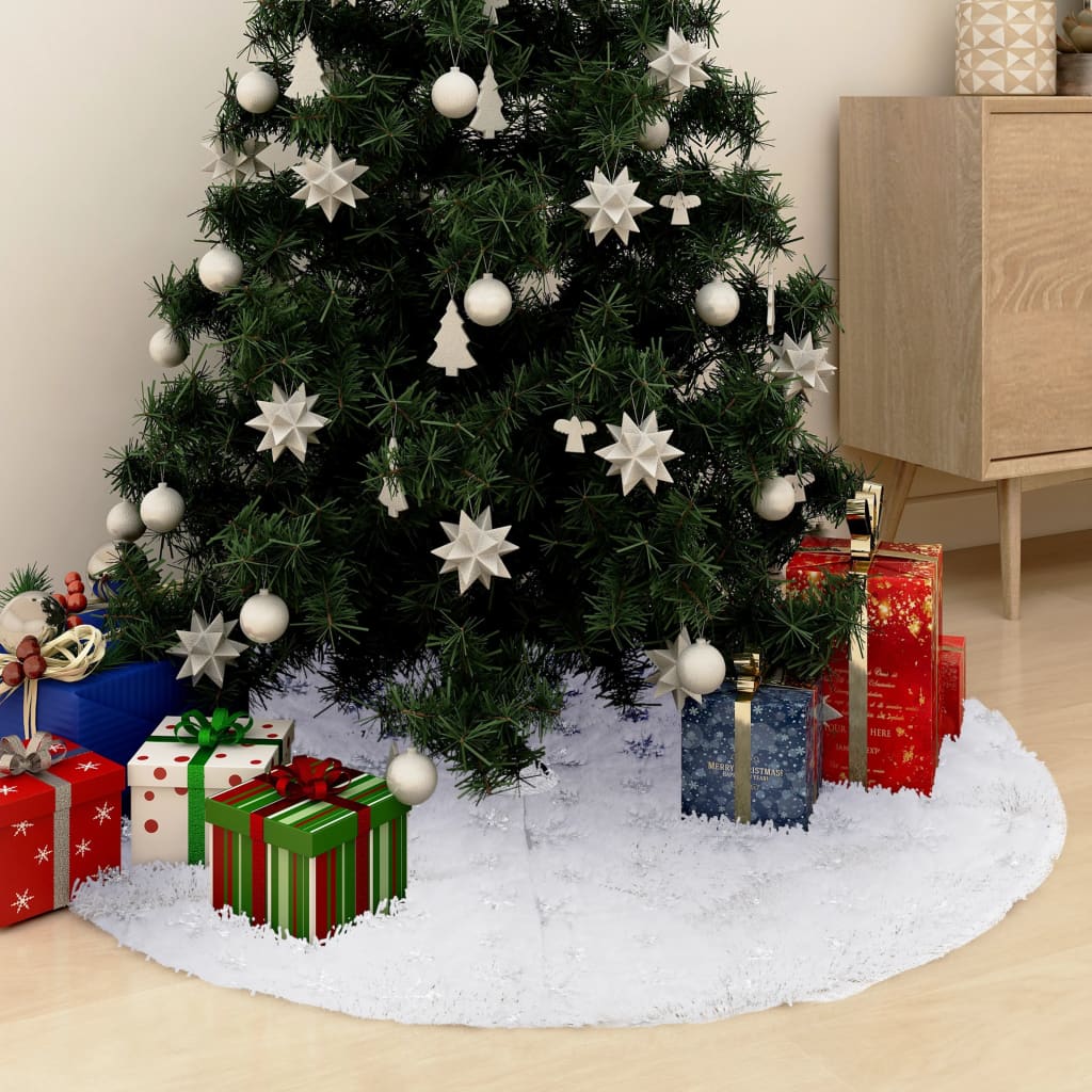 vidaXL Luxusní podložka pod vánoční stromek bílá 122 cm umělá kožešina