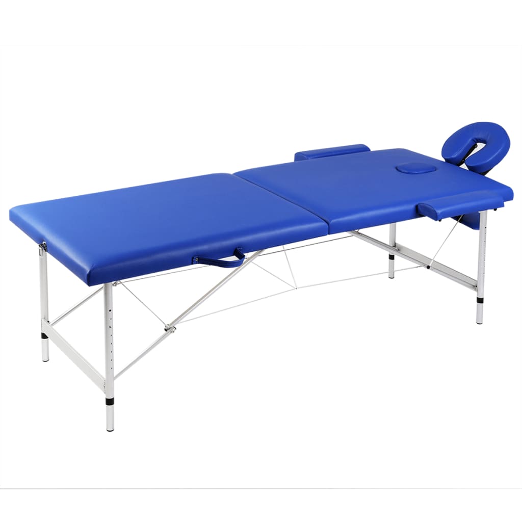 vidaXL Modrý masážní stůl 2 zóny s hliníkovým rámem