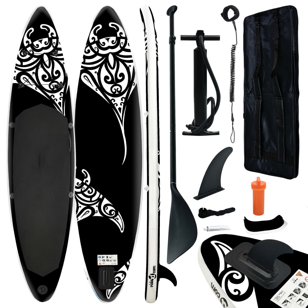 vidaXL Nafukovací SUP paddleboard 366 x 76 x 15 cm černý