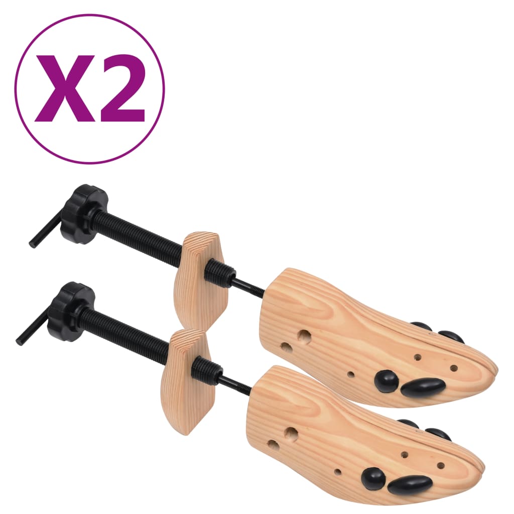 vidaXL Napínáky do bot 2 páry velikost 36-40 masivní borové dřevo