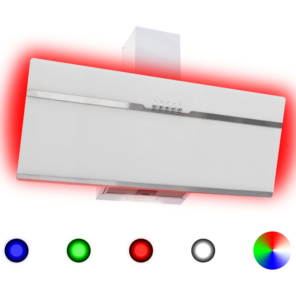 vidaXL Nástěnná digestoř RGB LED 90 cm nerezová ocel a tvrzené sklo