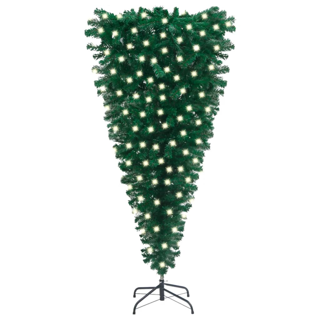 vidaXL Obrácený umělý vánoční stromek s LED diodami zelený 180 cm