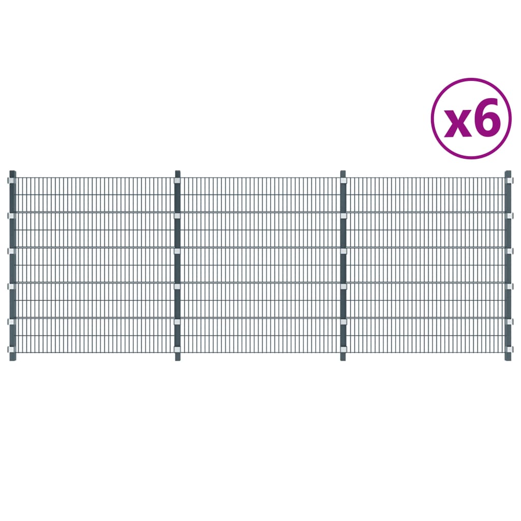 vidaXL Plotové panely 6 ks železo 6 x 2 m 36 m antracitové šedé