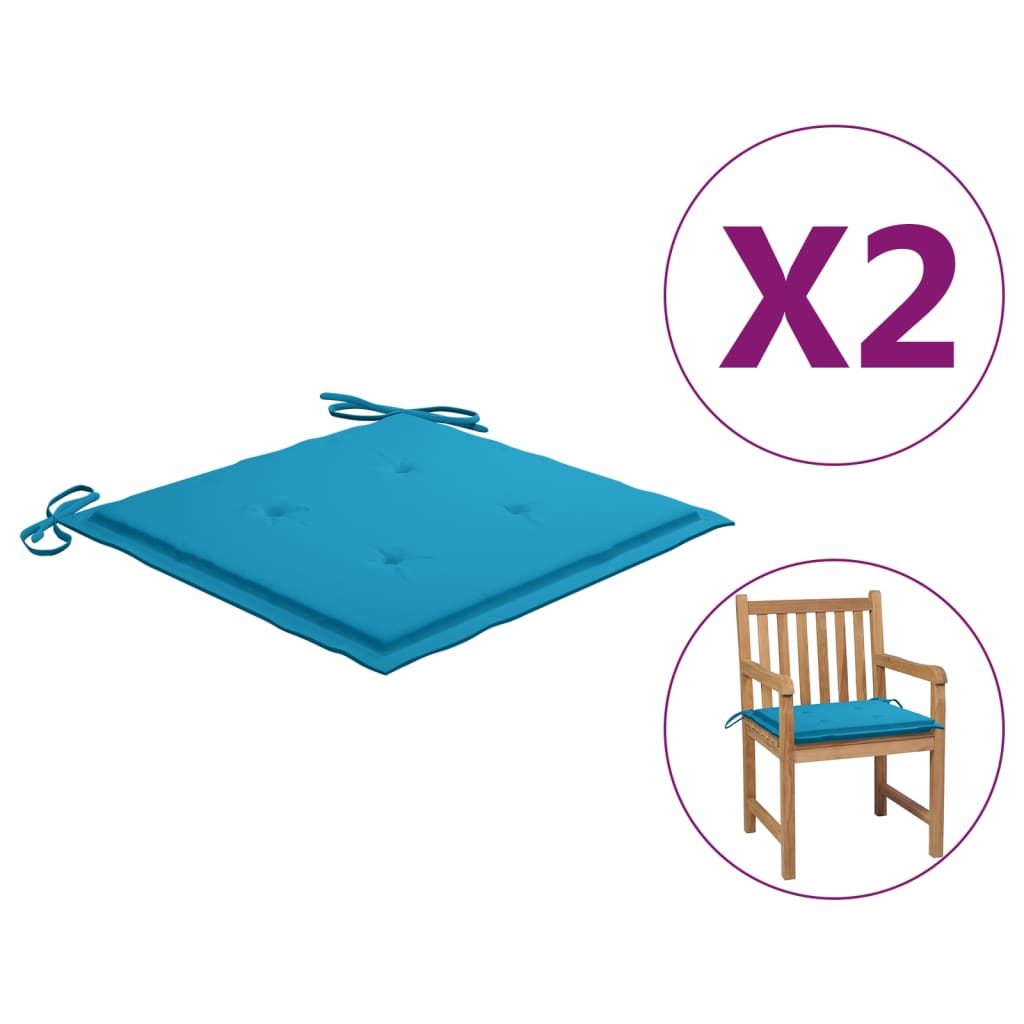 vidaXL Podušky na zahradní židle 2 ks modré 50 x 50 x 3 cm