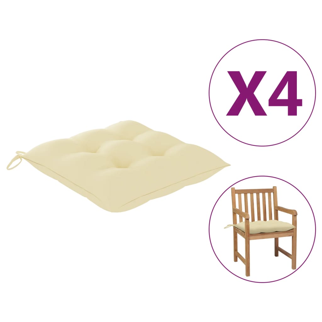 vidaXL Podušky na židle 4 ks krémově bílé 50 x 50 x 7 cm textil