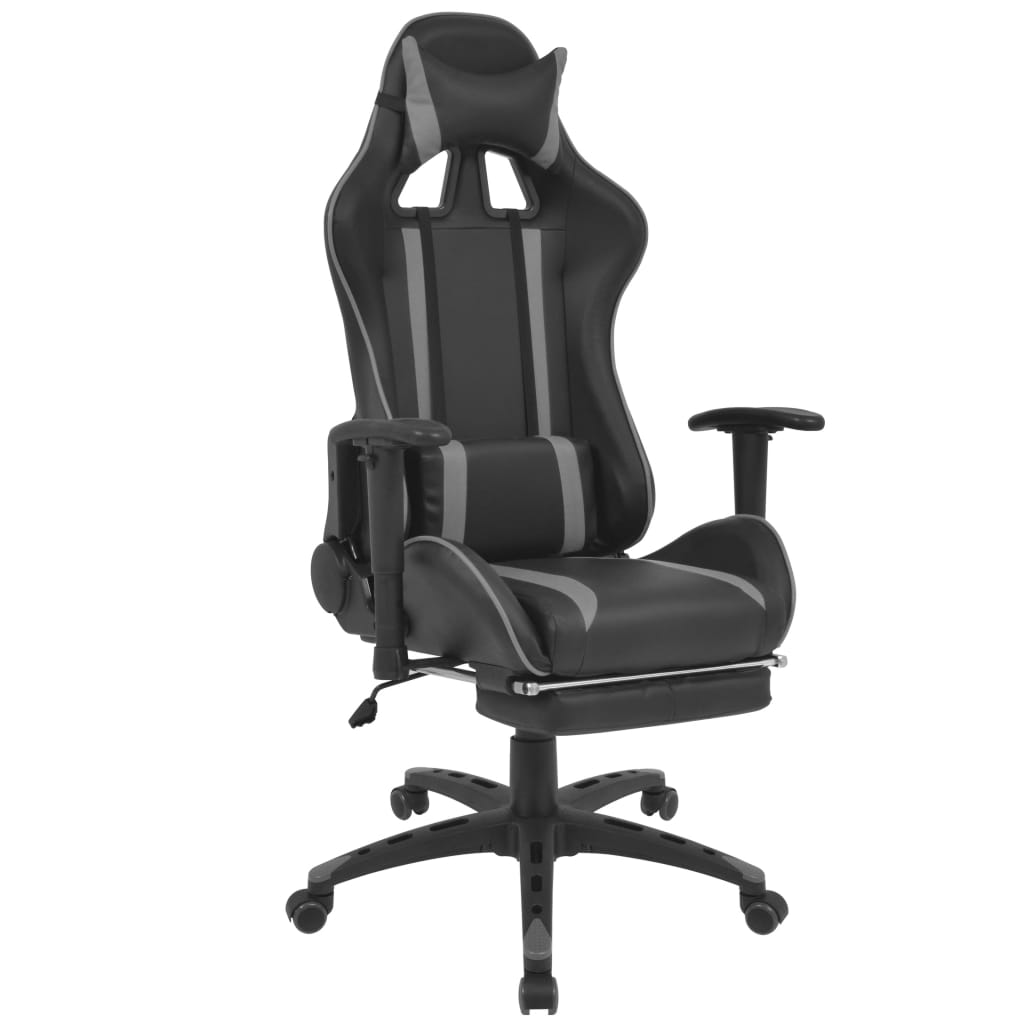vidaXL Polohovací kancelářská herní židle s podnožkou šedá