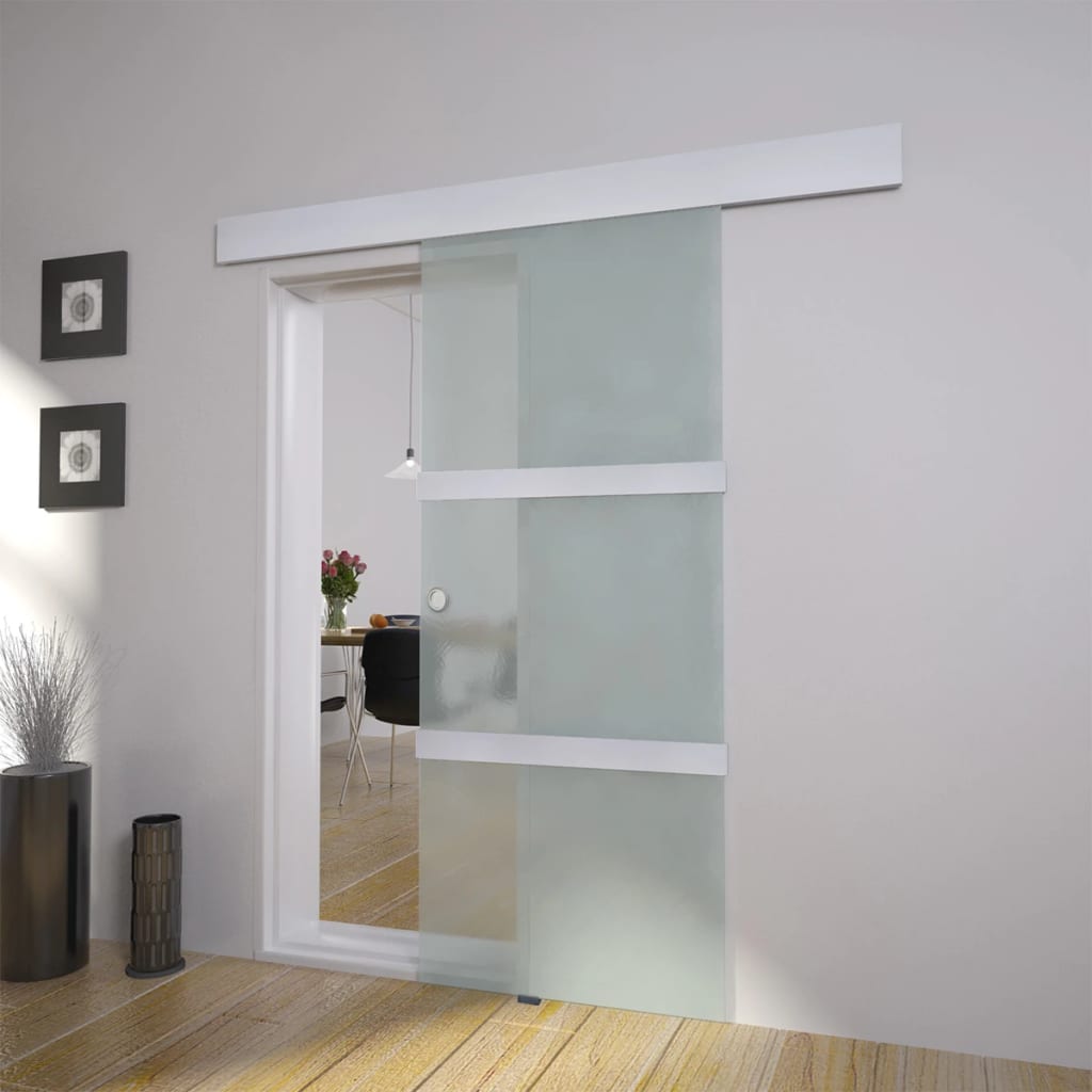 vidaXL Posuvné dveře sklo a hliník 178 cm stříbrné
