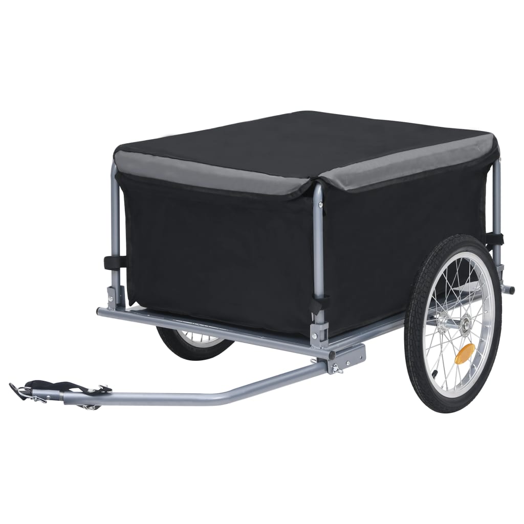 vidaXL Přívěsný vozík za kolo černo-šedý 65 kg