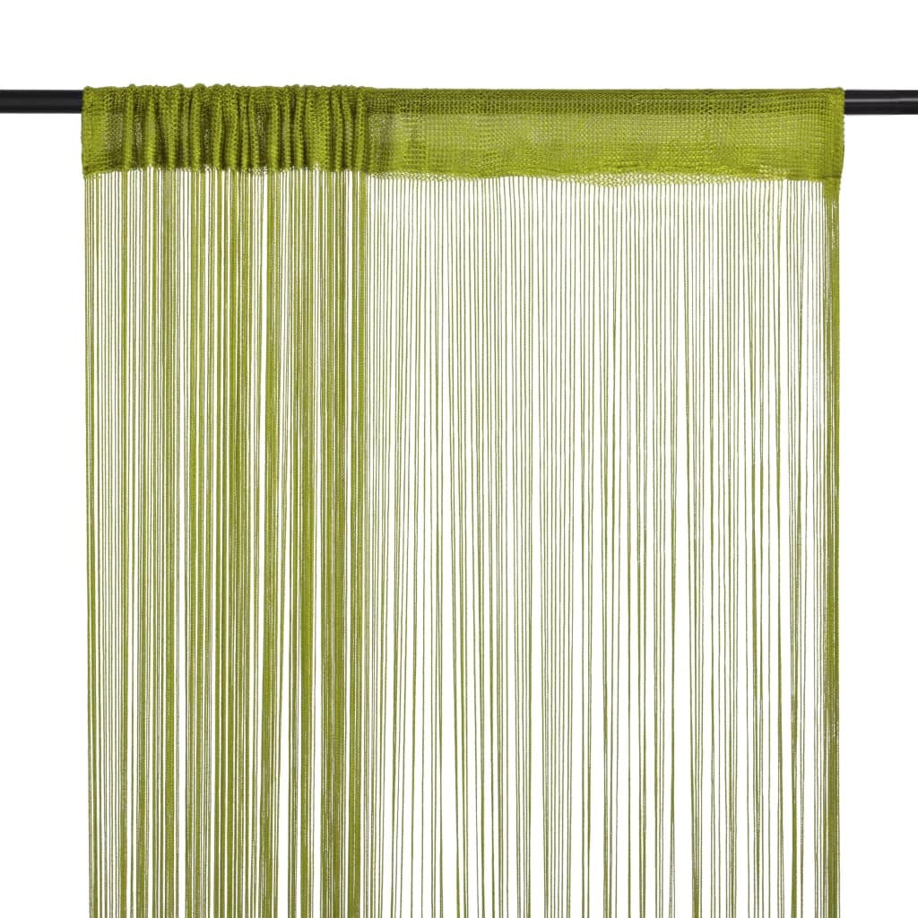 vidaXL Provázkové záclony 2 ks 100 x 250 cm zelené
