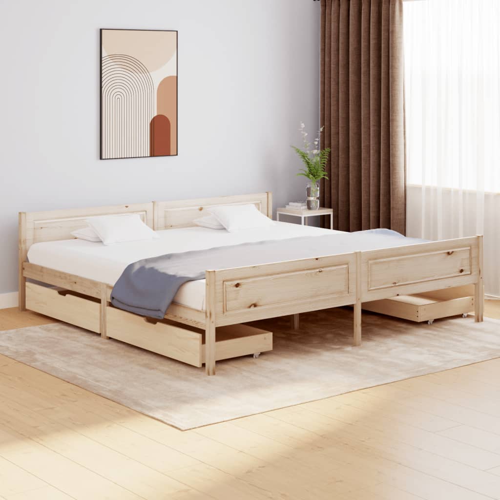 vidaXL Rám postele se 4 zásuvkami masivní borovice 180 x 200 cm