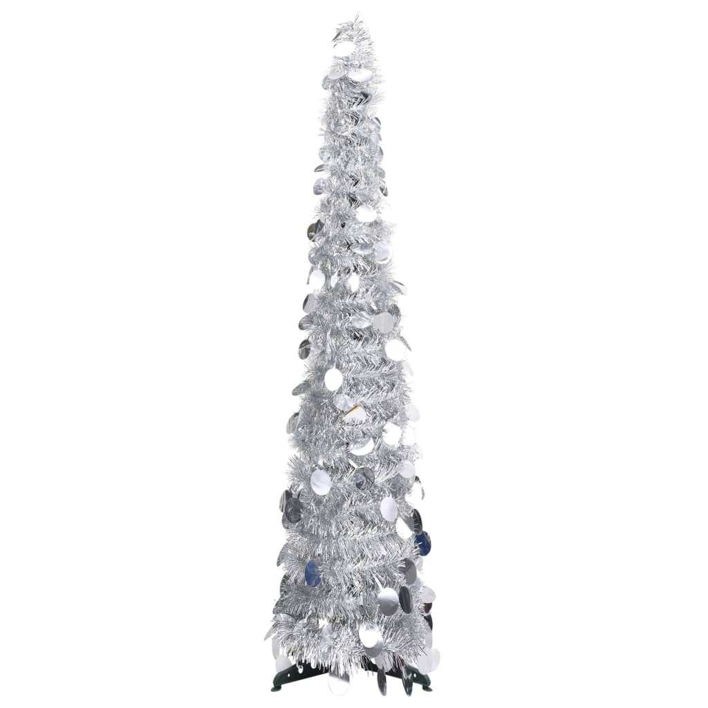 vidaXL Rozkládací umělý vánoční stromek stříbrný 120 cm PET